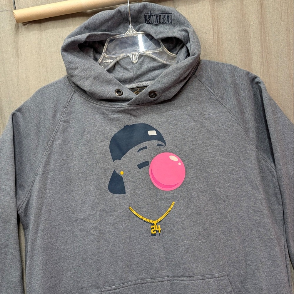 Baseballism Ken Griffey Jr The Kid Bubblegum Hoodie Grey Mens Medium 24